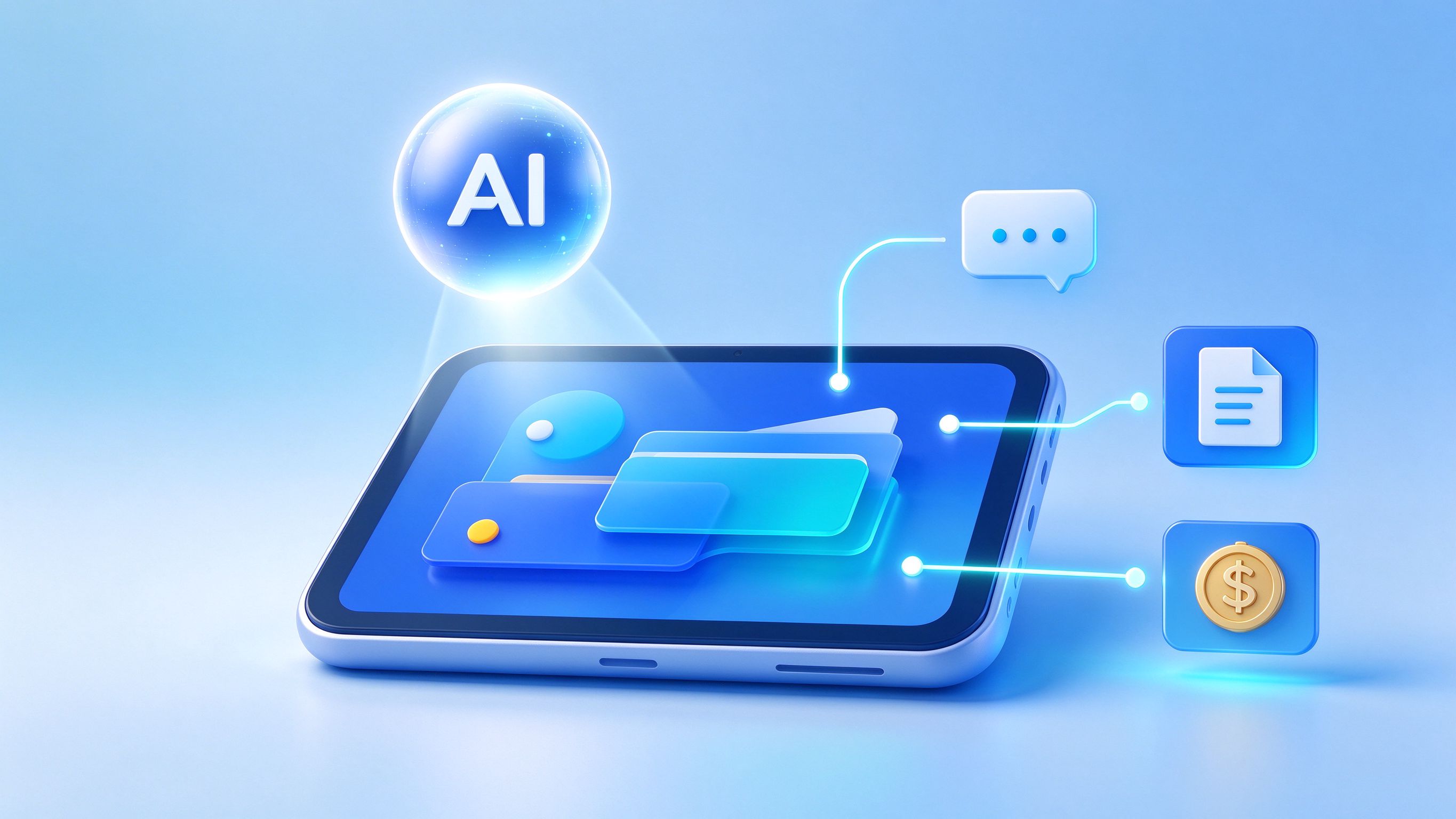 Freelance loop: client message, AI-assisted work, delivered file, payment