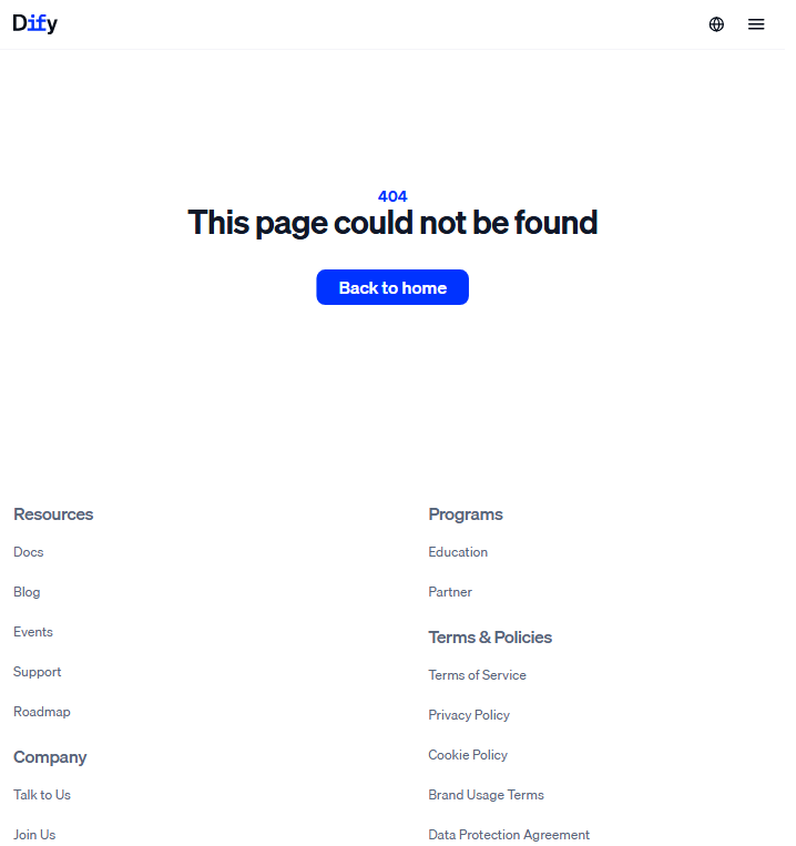 Dify official website (English interface)