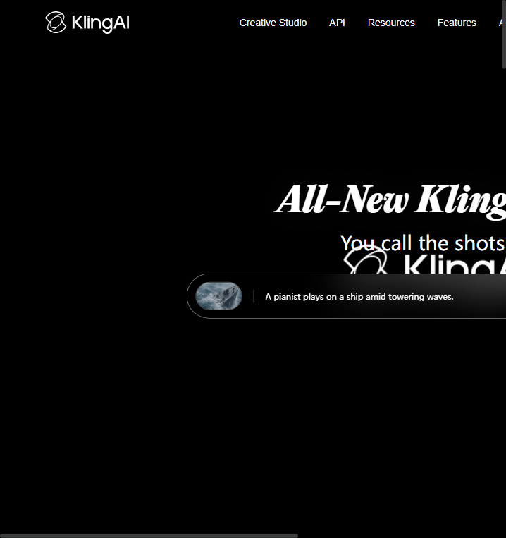 Kling AI official website (English interface)