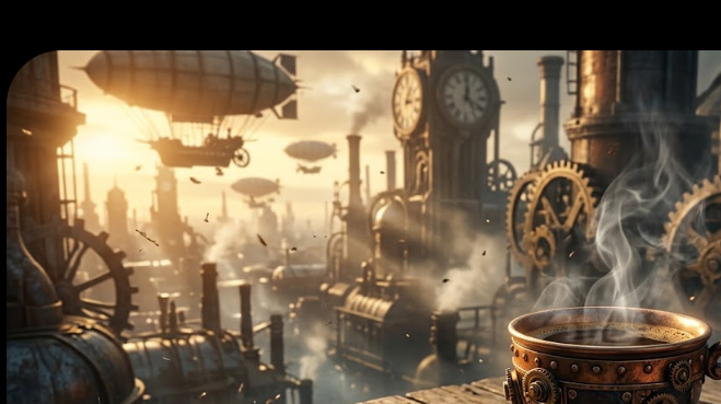 Steampunk style coffee cup generated with Nano Banana 2