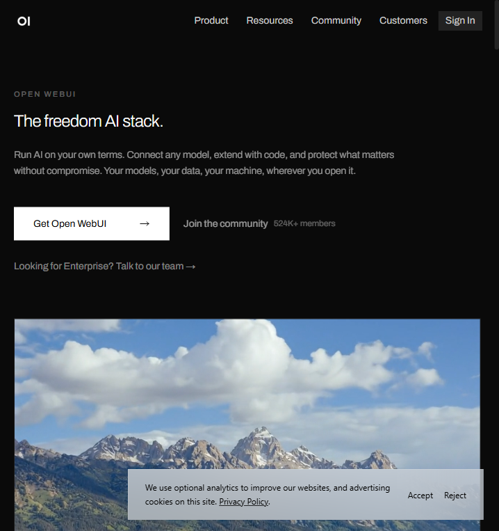 Open WebUI official website (English interface)